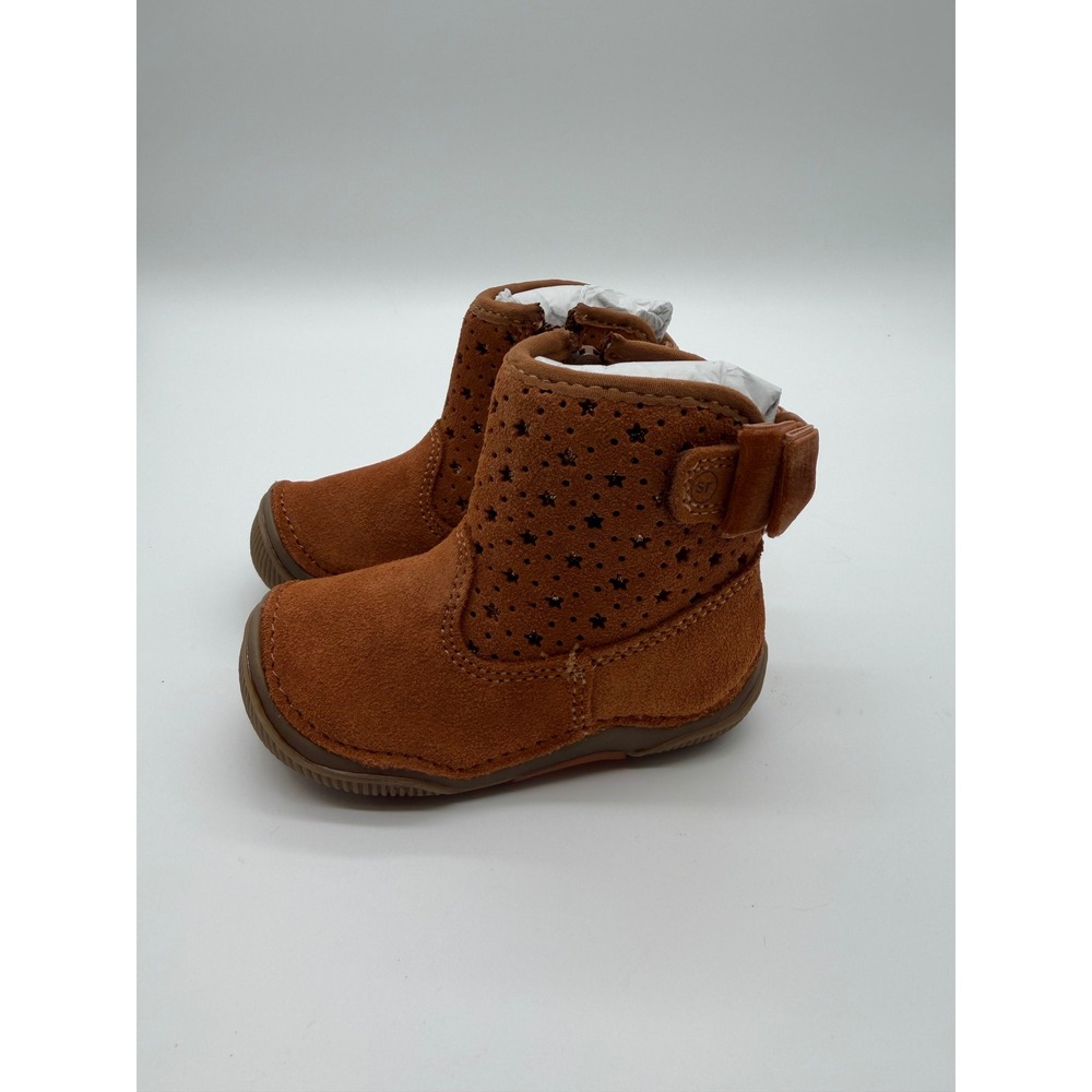 Stride Rite SRT Toddler Girls Chestnut Suede Star‎ Cutout Bow Ankle Boots 4M